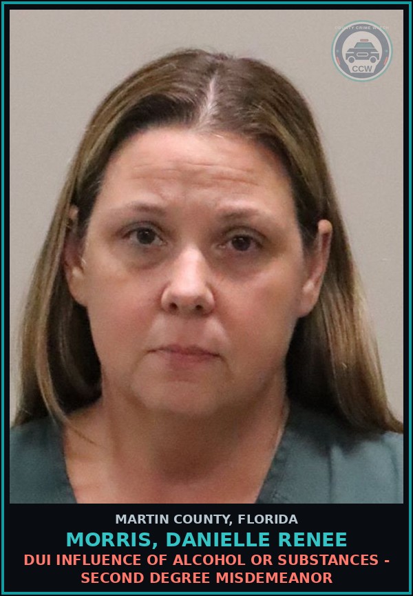 Booking mugshot of MORRIS, DANIELLE RENEE in Martin County