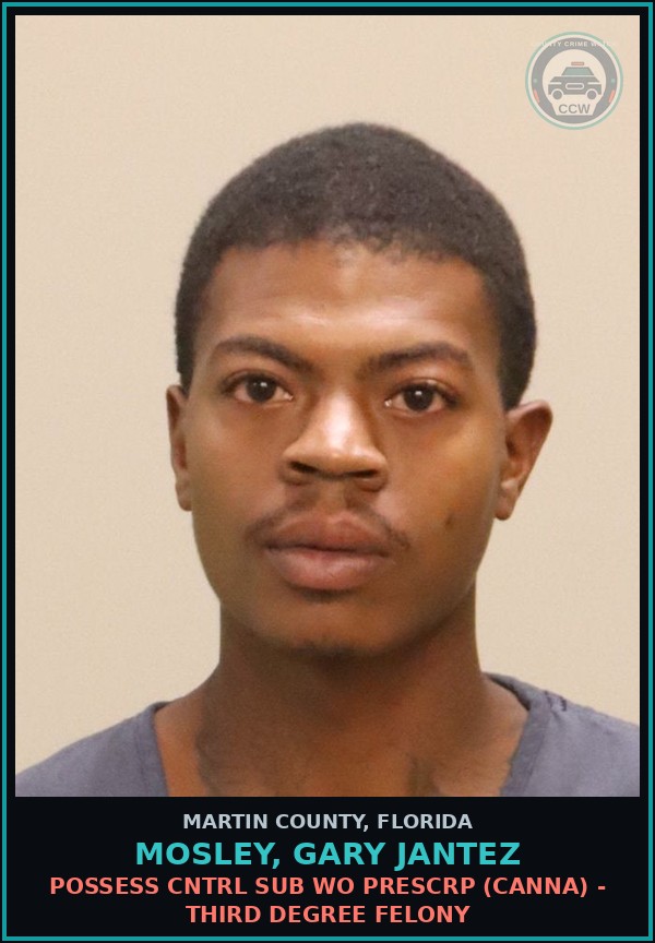 Booking mugshot of MOSLEY, GARY JANTEZ in Martin County