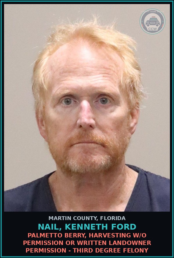Booking mugshot of Nail, Kenneth Ford in Martin County