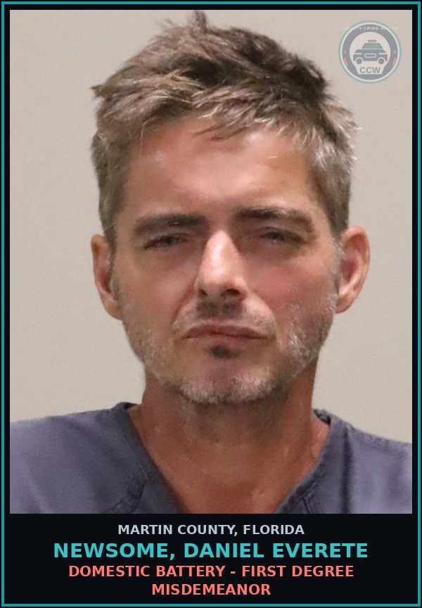 Booking mugshot of NEWSOME, DANIEL EVERETE in Martin County
