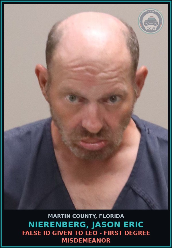 Booking mugshot of NIERENBERG, JASON ERIC in Martin County
