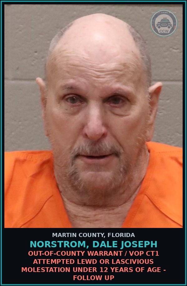 Booking mugshot of NORSTROM, DALE JOSEPH in Martin County