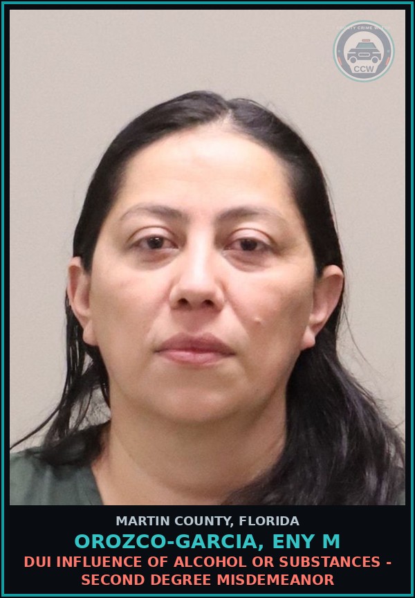 Booking mugshot of OROZCO-GARCIA, ENY M in Martin County