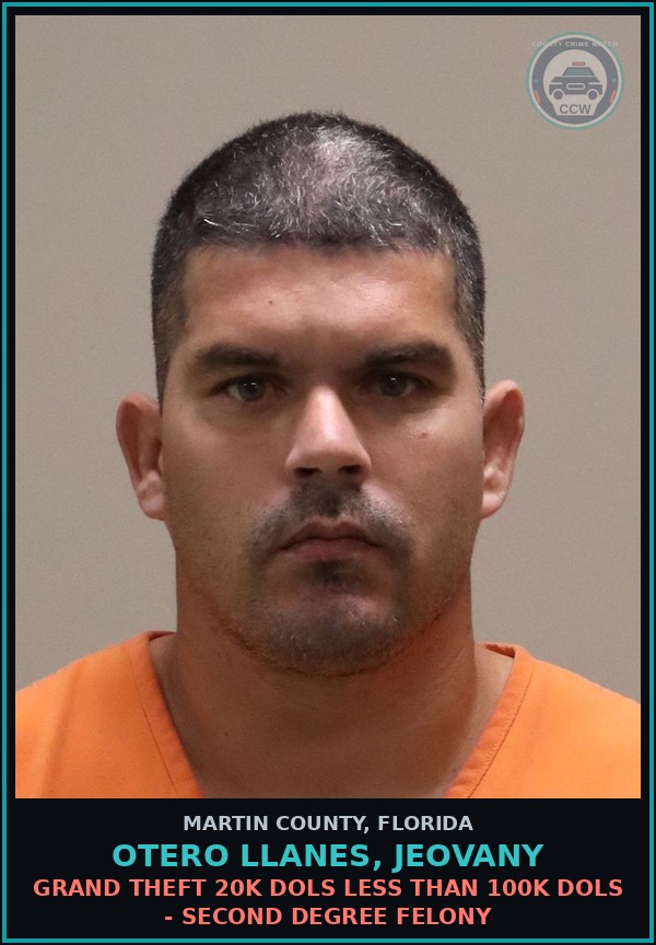 Booking mugshot of OTERO LLANES, JEOVANY in Martin County