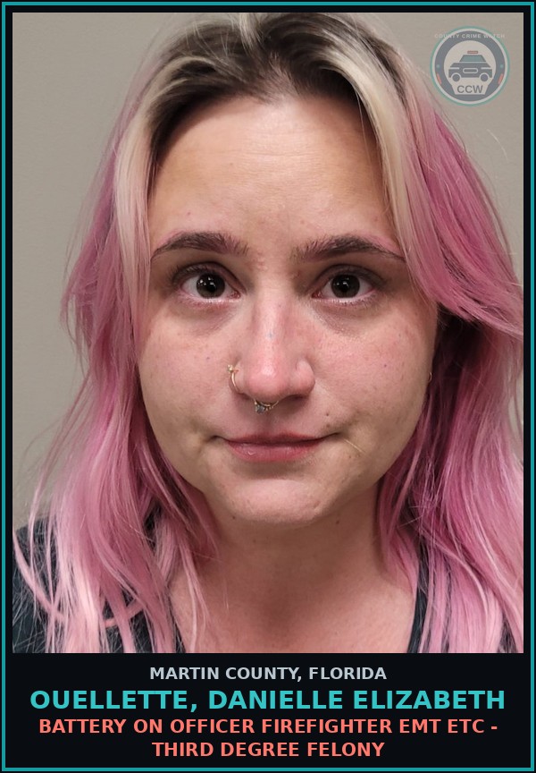 Booking mugshot of OUELLETTE, DANIELLE ELIZABETH in Martin County