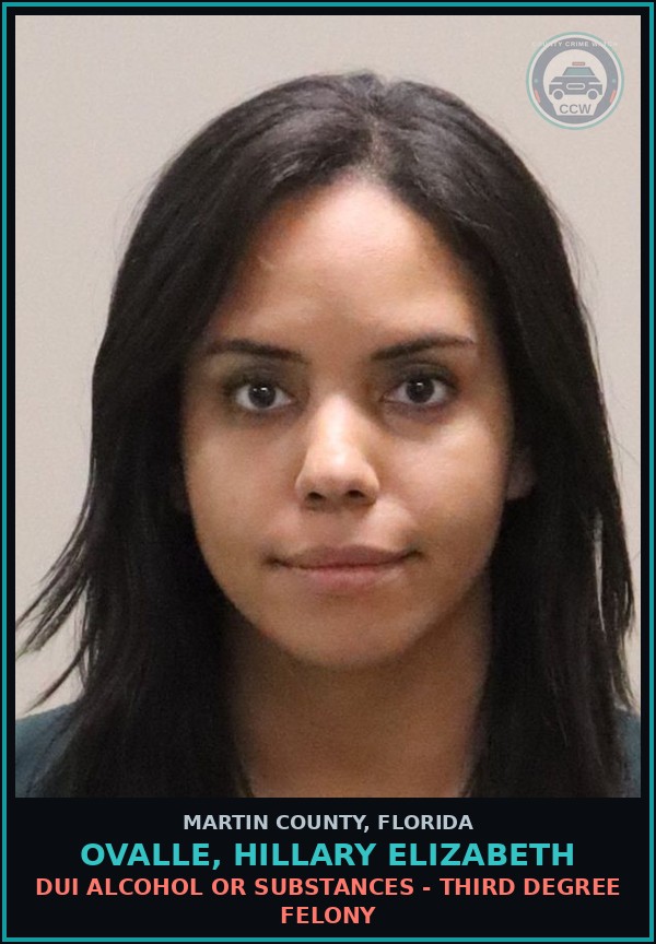 Booking mugshot of OVALLE, HILLARY ELIZABETH in Martin County