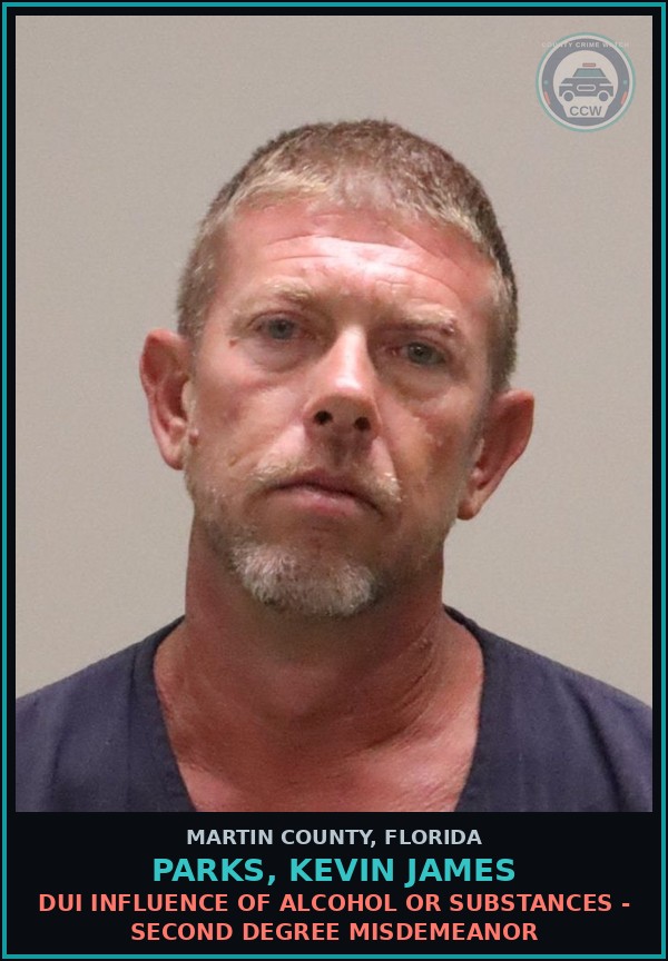 Booking mugshot of PARKS, KEVIN JAMES in Martin County