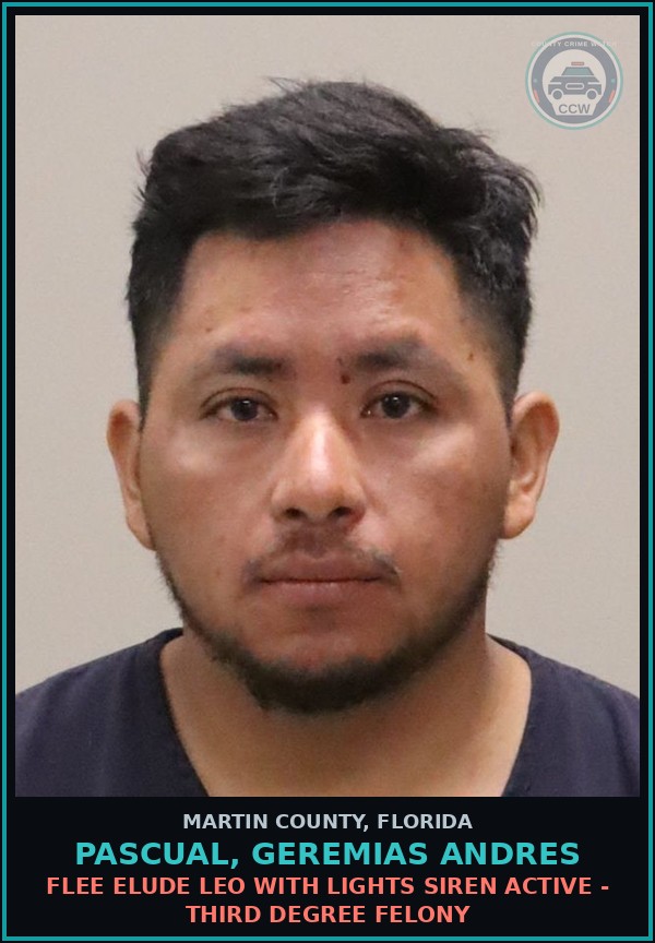Booking mugshot of PASCUAL, GEREMIAS ANDRES in Martin County