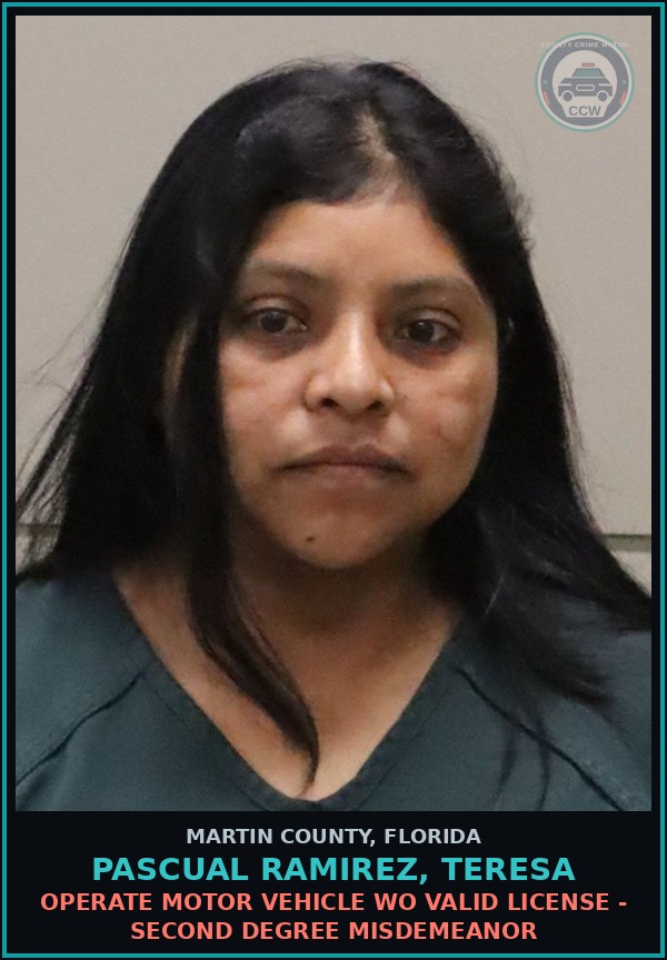 Booking mugshot of PASCUAL RAMIREZ, TERESA in Martin County