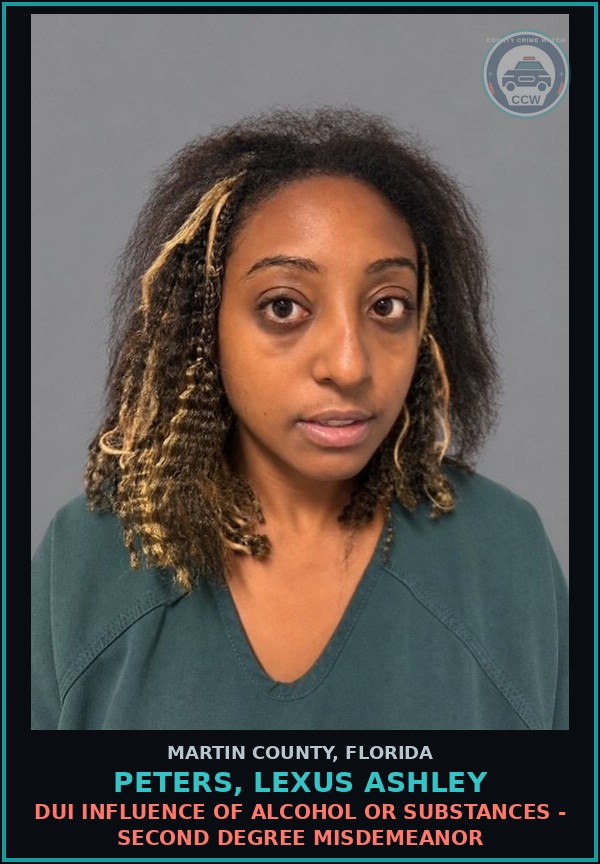 Booking mugshot of PETERS, LEXUS ASHLEY in Martin County