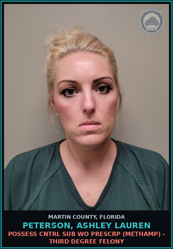 Booking mugshot of PETERSON, ASHLEY LAUREN in Martin County