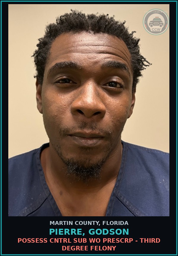 Booking mugshot of PIERRE, GODSON in Martin County