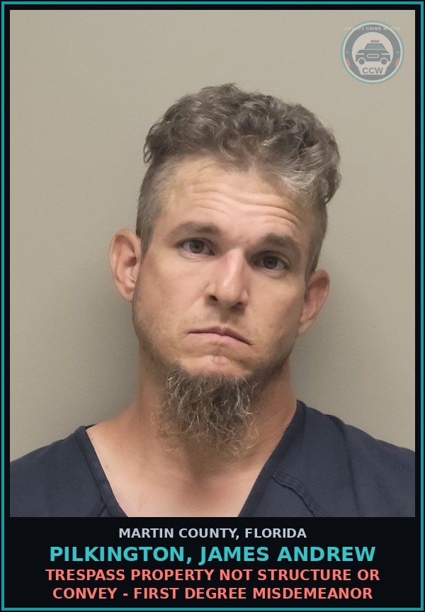 Booking mugshot of PILKINGTON, JAMES ANDREW in Martin County