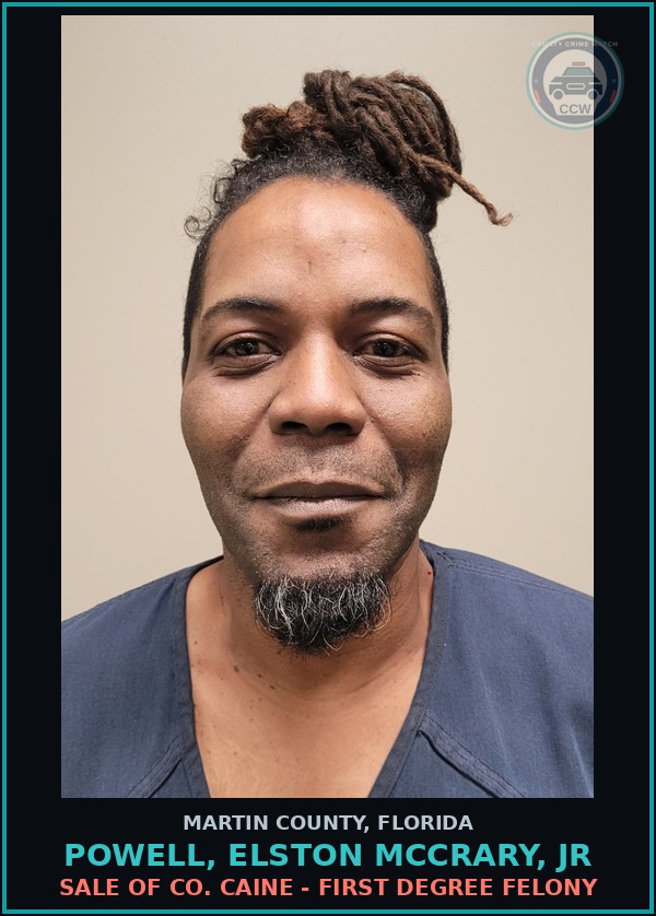 Booking mugshot of POWELL, ELSTON MCCRARY, Jr in Martin County