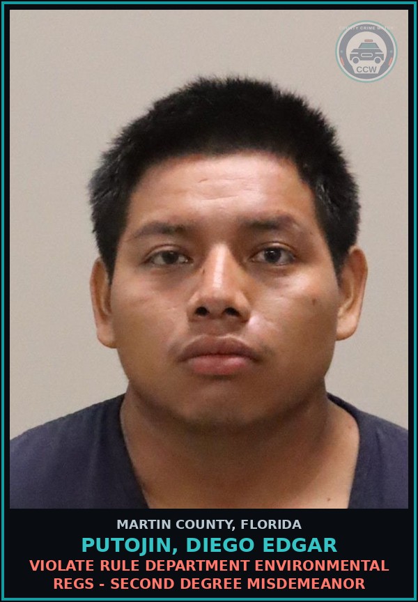 Booking mugshot of PUTOJIN, DIEGO EDGAR in Martin County