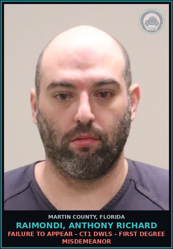Booking mugshot of RAIMONDI, ANTHONY RICHARD in Martin County