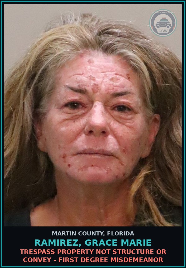 Booking mugshot of RAMIREZ, GRACE MARIE in Martin County