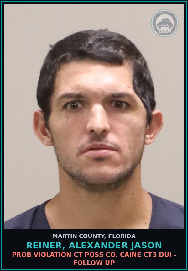Booking mugshot of REINER, ALEXANDER JASON in Martin County