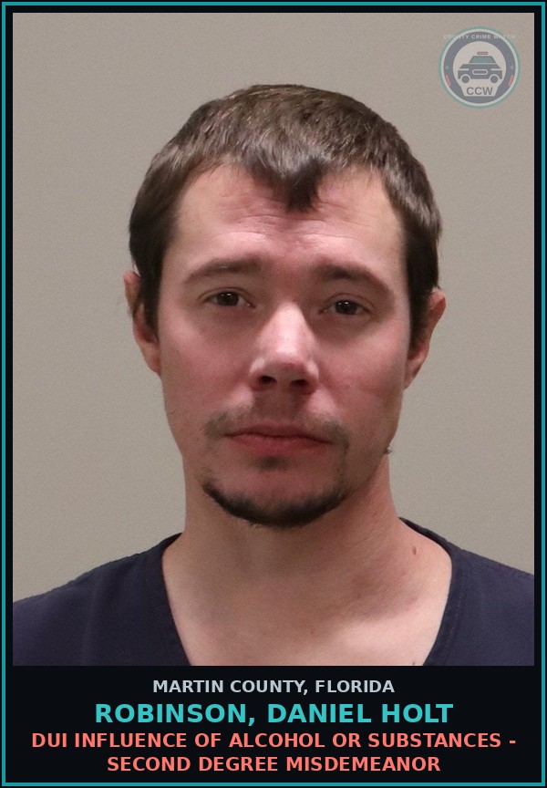 Booking mugshot of Robinson, Daniel Holt in Martin County
