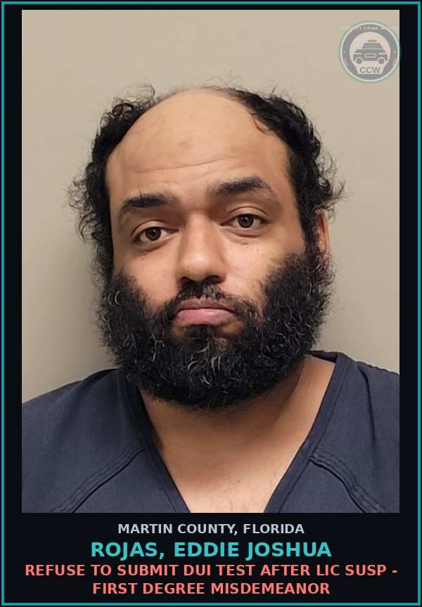 Booking mugshot of ROJAS, EDDIE JOSHUA in Martin County