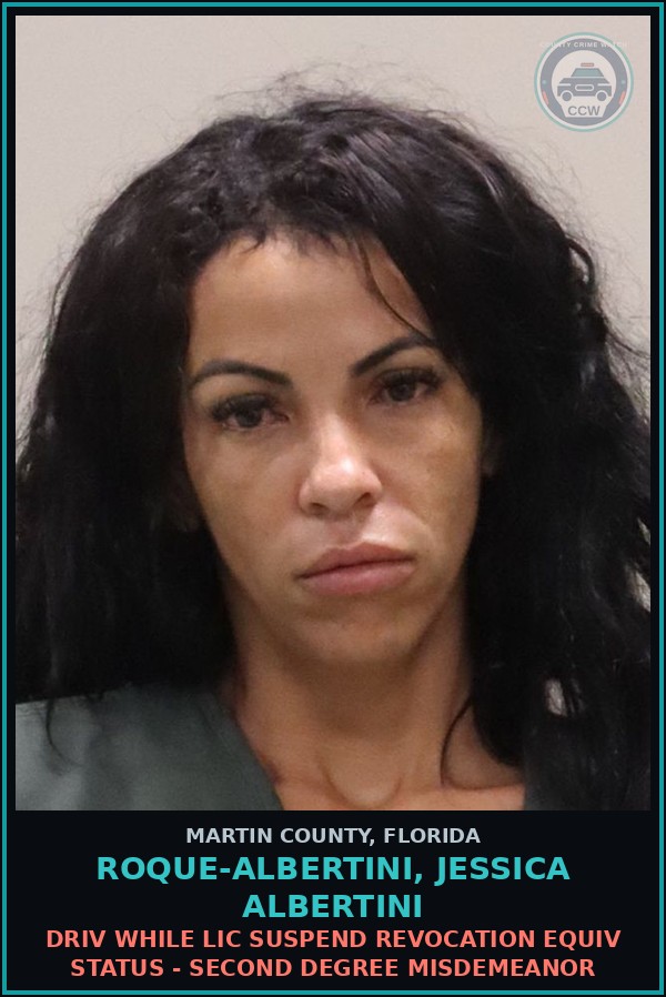 Booking mugshot of ROQUE-ALBERTINI, JESSICA Albertini in Martin County