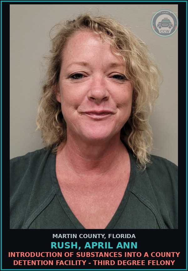 Booking mugshot of RUSH, APRIL ANN in Martin County