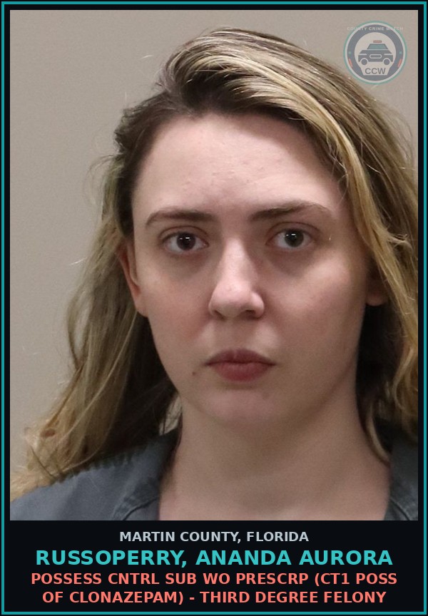 Booking mugshot of RUSSOPERRY, ANANDA AURORA in Martin County