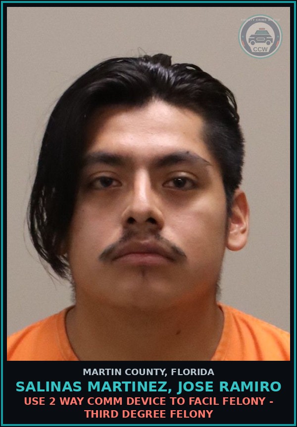 Booking mugshot of Salinas Martinez, Jose Ramiro in Martin County