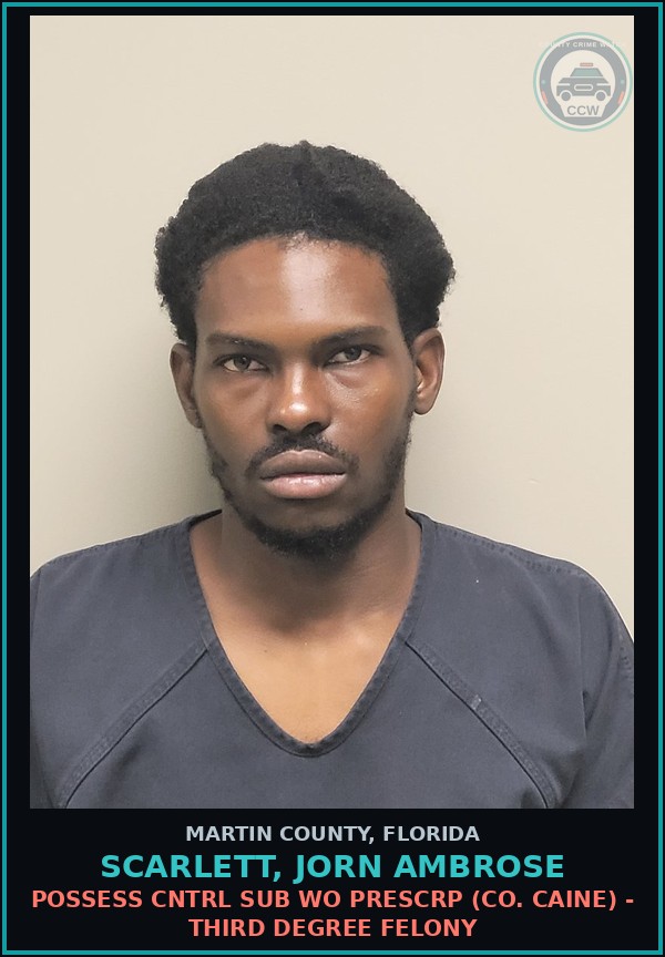 Booking mugshot of SCARLETT, JORN AMBROSE in Martin County