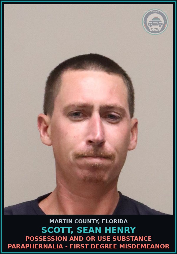 Booking mugshot of SCOTT, SEAN HENRY in Martin County