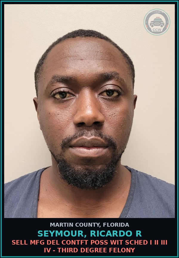 Booking mugshot of SEYMOUR, RICARDO R in Martin County