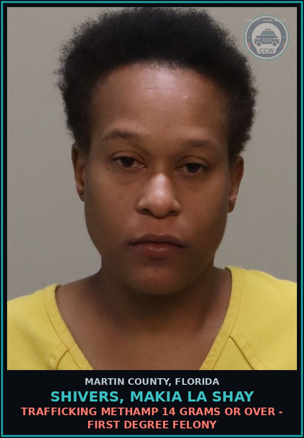 Booking mugshot of Shivers, Makia La Shay in Martin County