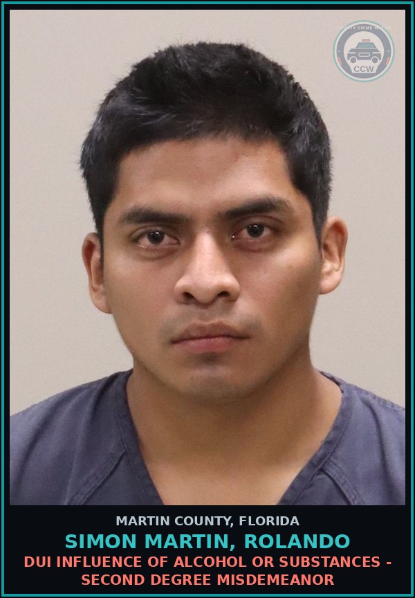 Booking mugshot of SIMON MARTIN, ROLANDO in Martin County