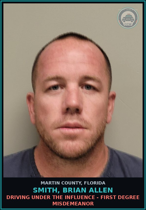 Booking mugshot of SMITH, BRIAN ALLEN in Martin County