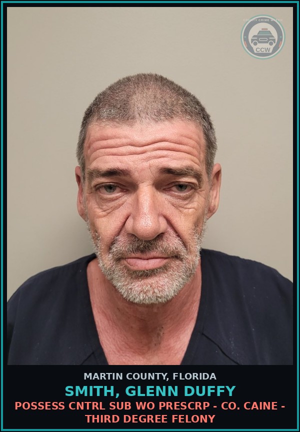 Booking mugshot of SMITH, GLENN DUFFY in Martin County