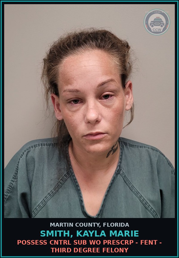 Booking mugshot of SMITH, KAYLA MARIE in Martin County