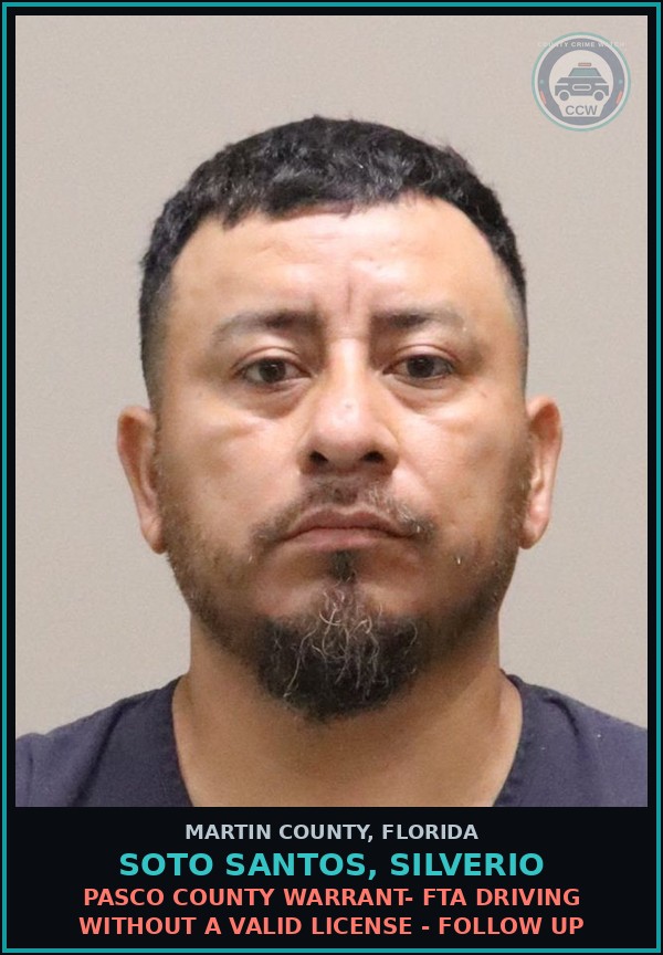 Booking mugshot of SOTO SANTOS, SILVERIO in Martin County