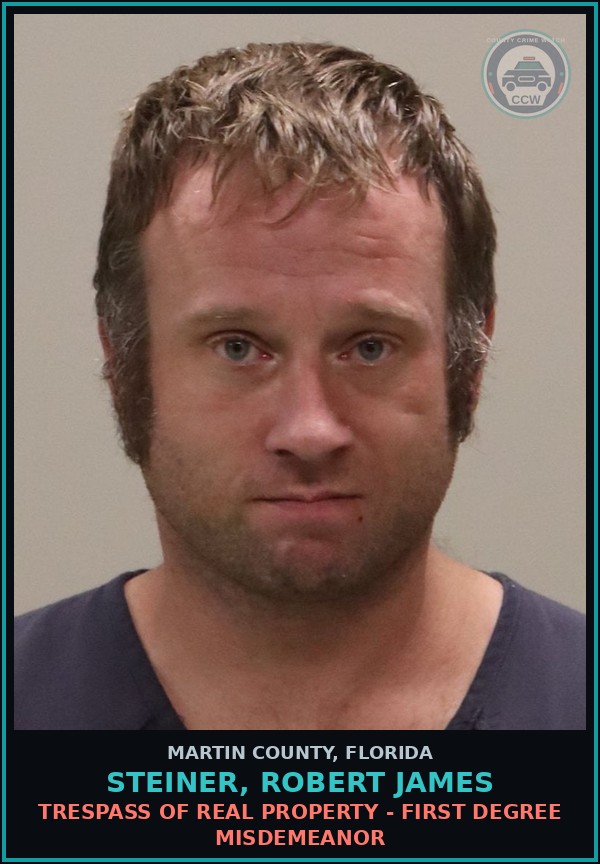 Booking mugshot of STEINER, Robert James in Martin County