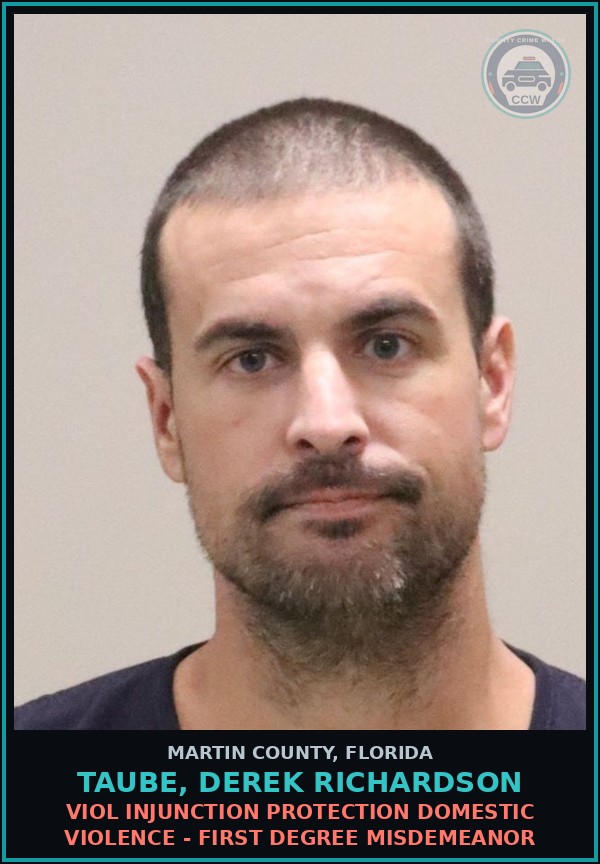 Booking mugshot of TAUBE, DEREK RICHARDSON in Martin County