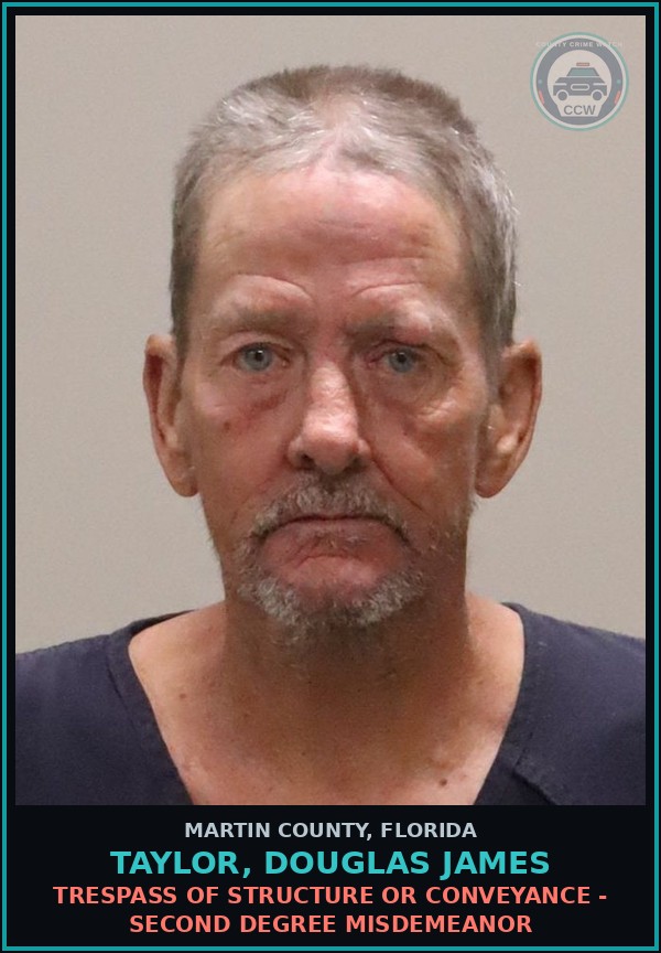 Booking mugshot of TAYLOR, DOUGLAS JAMES in Martin County