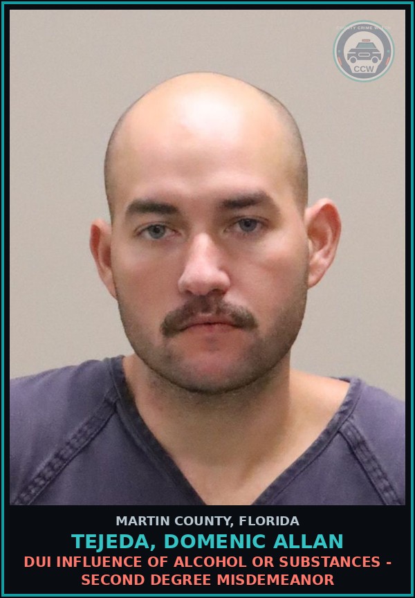 Booking mugshot of TEJEDA, DOMENIC ALLAN in Martin County