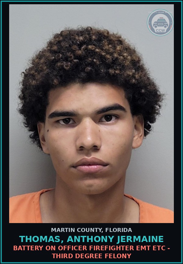 Booking mugshot of THOMAS, ANTHONY JERMAINE in Martin County