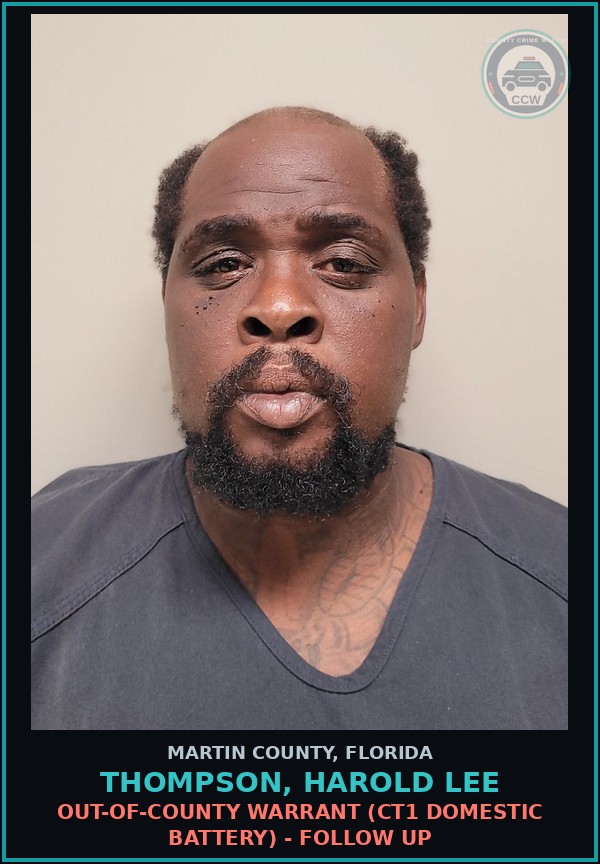 Booking mugshot of THOMPSON, HAROLD LEE in Martin County