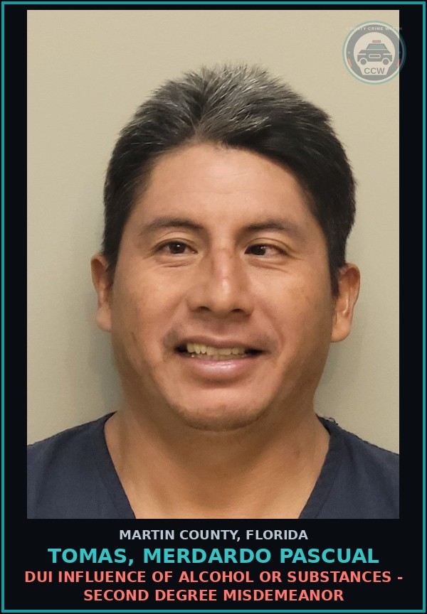 Booking mugshot of TOMAS, MERDARDO PASCUAL in Martin County