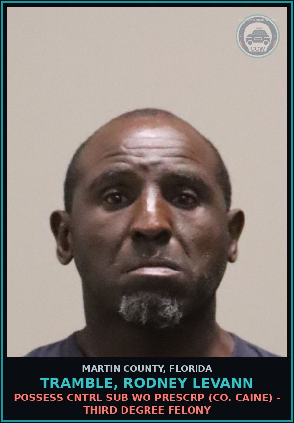 Booking mugshot of TRAMBLE, RODNEY LEVANN in Martin County