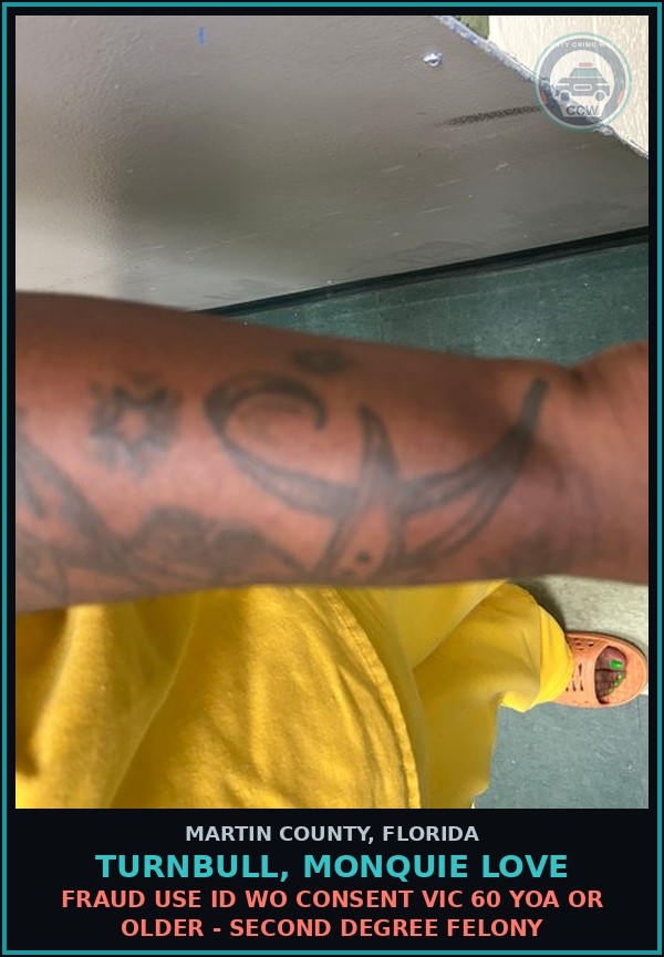 Booking mugshot of TURNBULL, MONQUIE LOVE in Martin County