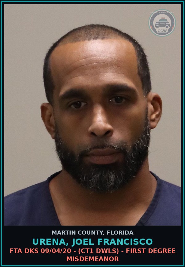Booking mugshot of URENA, JOEL FRANCISCO in Martin County