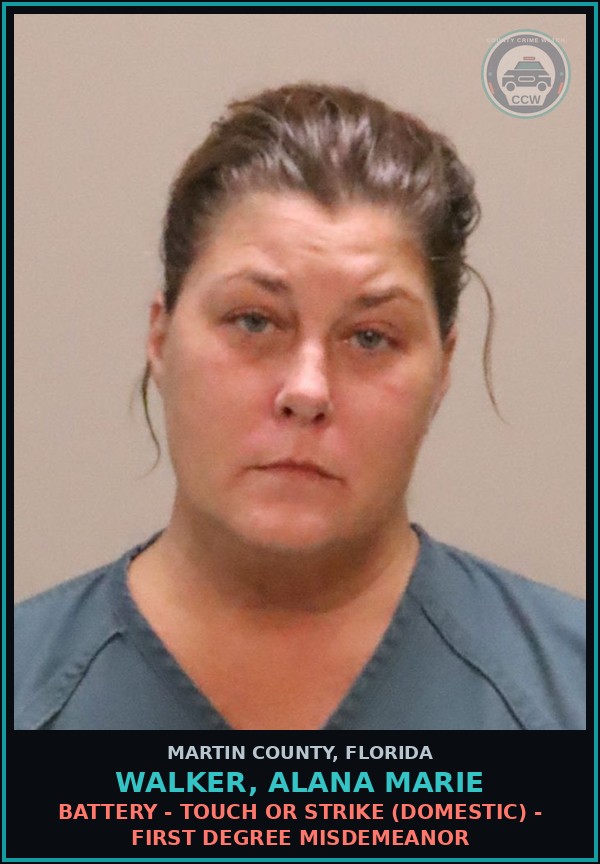 Booking mugshot of WALKER, ALANA MARIE in Martin County