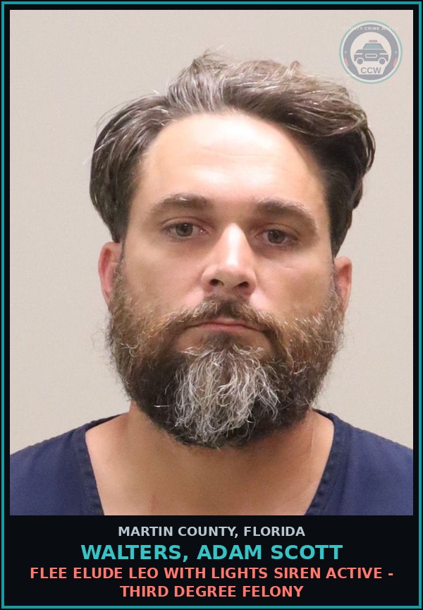 Booking mugshot of WALTERS, ADAM SCOTT in Martin County
