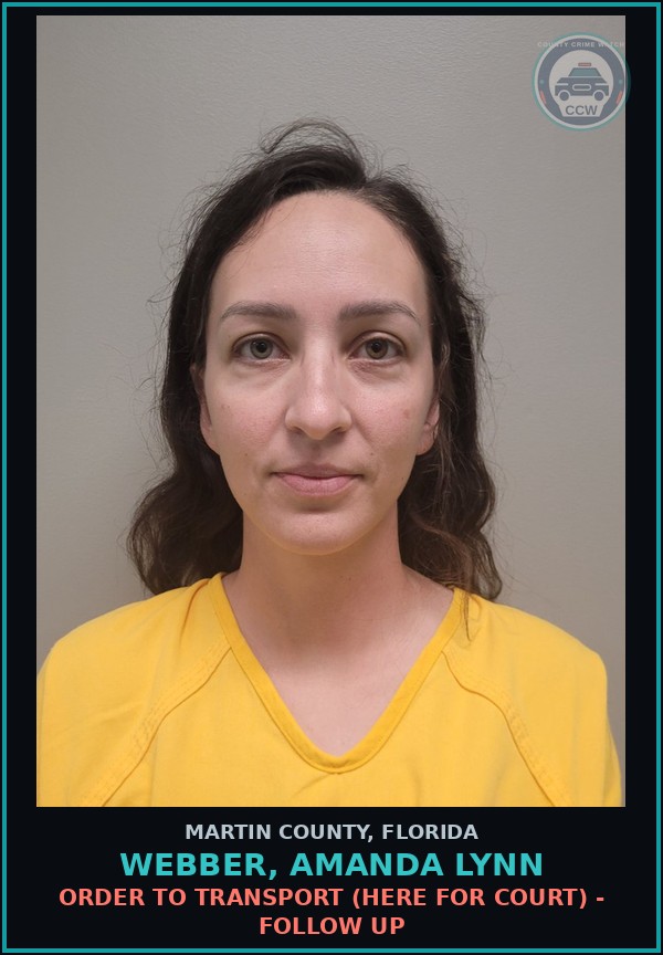 Booking mugshot of WEBBER, AMANDA LYNN in Martin County